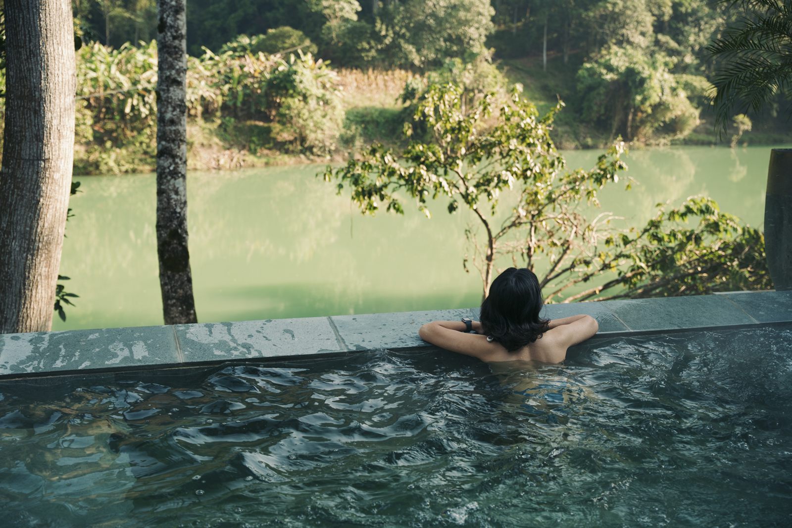 Pool looking out over a river valley
